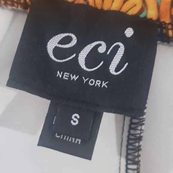 ECI New York Size S (approx 14) Floral Yellow Stretch Skirt - Picture 6 of 7